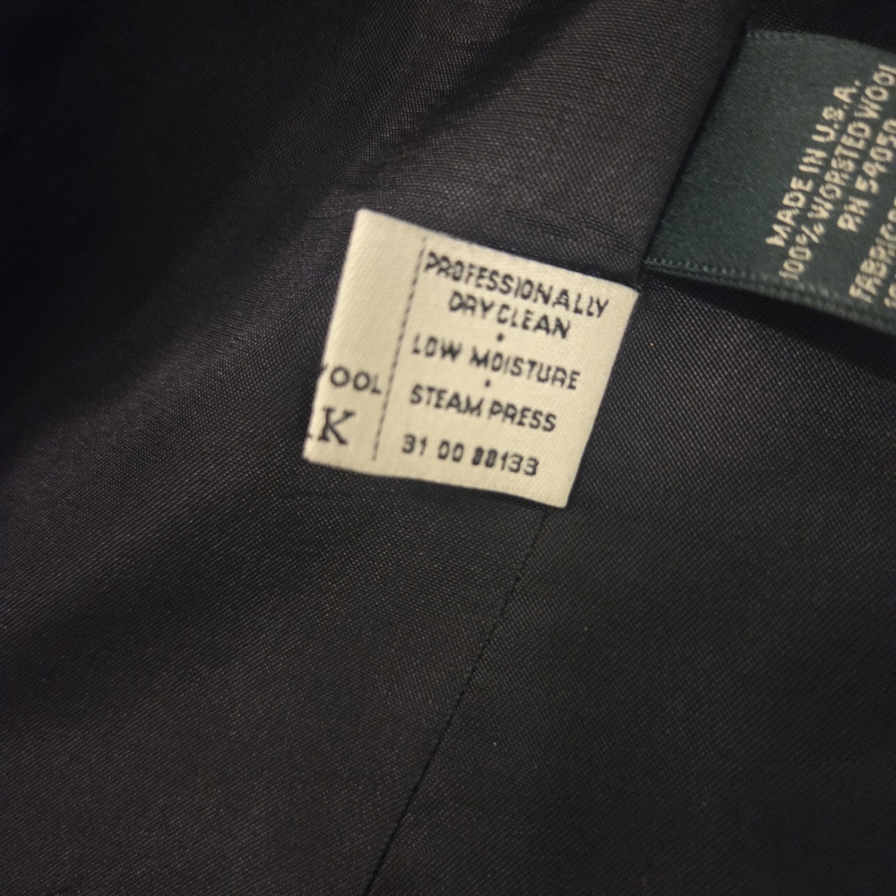 Vintage Lauren Ralph Lauren Navy Wool Double-Breasted Blazer + Embroidered Crest - Picture 12 of 13
